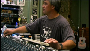 Rikki Morris at the mixing desk in Depot Sound